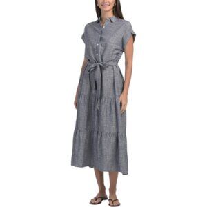 MAX STUDIO Roll Sleeve Belted Maxi Dress